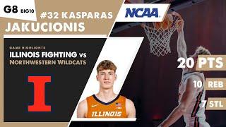 KASPARAS JAKUCIONIS TRIPLE DOUBLE TAMPERING Illinois Fighting Illini BIG10 NCAA Basketball Highlight