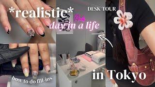 *realistic* day in a life as a nail artist in Tokyo *:･ﾟ*:･ﾟ | desk tour, gel x fill in tutorial