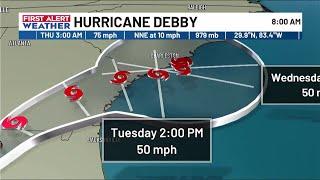 First Alert Weather: Taking a deep dive into Tropical Storm Debby after making landfall this morn...