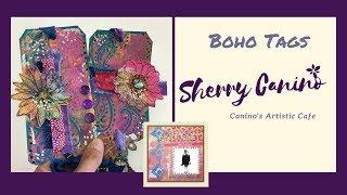 Boho tags StencilGirl Style- Sherry Canino for StenciGirl Creative Team