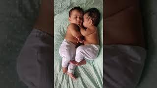 Twin babies brother sister love ️