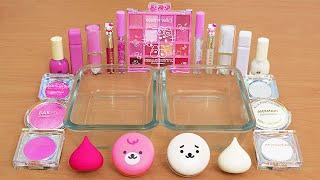 Pink vs White - Mixing Makeup Eyeshadow Into Slime ASMR