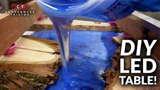 Epoxy Coffee Table with Walnut Slabs and LEDs