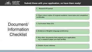 Applying for a PhD and MPhil program at ANU