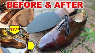 Re-dye, crack removal, half soles, & heels on J&M Oxfords