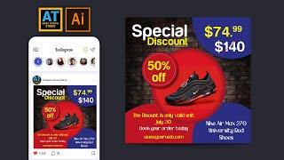 Create Shoes Promotion Banner in Adobe illustrator | Adobe Tutorial