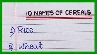 Names of Cereals in English | 10 Cereals Names | List of Cereals in English