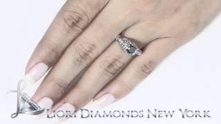 BDR-SOLD-015 - 1.01 Carat Natural Black Diamond Engagement Ring 14k White Gold Vintage Style