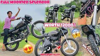 Full Modified Splendor || Worth 12000₹ || Mercedes Alloy Wheels || Big Tyres || Smoke Wrap 