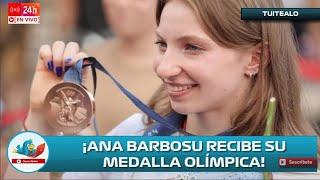 Gimnasta rumana Ana Barbosu recibe su medalla de bronce Paris 2024 Jordan Chiles hace drama