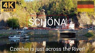 SCHÖNA, Germany  | 2023 | 4K·60p | Walk along Elbe Cycling Route in Saxon Switzerland