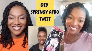 HOW TO: DIY TWIST-SPRINGY AFRO TWIST(pt2) EASY PROTECTIVE STYLE / 4C NATURAL HAIR, OUTRE X-PRESSION