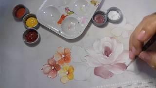 Pintura em Tecido. Aprenda Pintar Rosa, Flor do Campo, Borboleta, Folhas e Acabamento