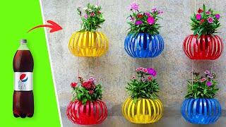 Recycle Plastic Bottles Into Hanging Lantern Flower Pots for Old Walls - Vertical Garden Ideas