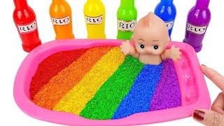 Satisfying Video l How to make Rainbow Bathtub Pool into Mixing All Slime & Paint Cutting ASMR