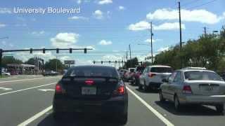 Driving to UCF along University Boulevard - Gemini Boulevard - Greek Park - time lapse