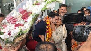 Jitesh Singh Deo receives a heroic welcome at his hometown in Lucknow