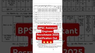 BPSC Assistant Engineer Recruitment 2025 Notification Out  || #bpsc #ae #2025 #notificationout