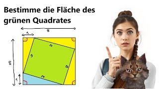 Bestimme die Fläche des inneren Quadrates (über Pythagoras)  erklärt