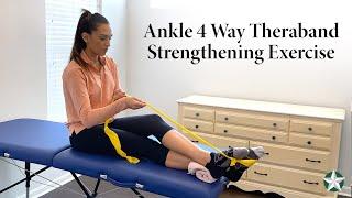 Ankle 4 Way Theraband Stretch Demonstration - Physical Therapy Exercises