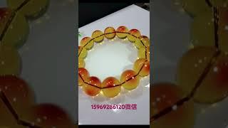 #蓝底血珀一点红手串#缅甸琥珀 #珠寶 #蜜蠟