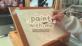 paint with me, watercolor study + mini desk tour w/meeden & artify ⊹ ˖