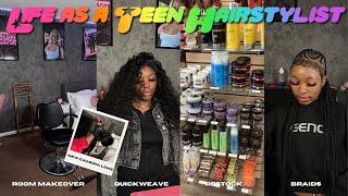 LIFE AS A TEEN HAIRSTYLIST | room makeover, clients, restocking products,etc | JAAHDIORR