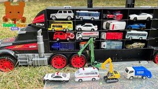 Car Carrier Finds 21 Tomica Diecast Cars【Kuma's Bear Kids】