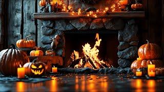 Spooky Halloween Fireplace 4K with Crackling Logs for a Cozy Haunted Ambience (12 Hours)