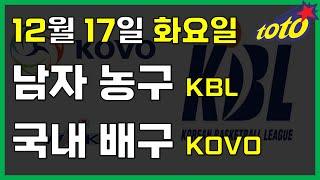 [국내 분석] 12월 17일 화요일 KBL KOVO 경기분석 #스포츠토토 #프로토 #승부식 #토토분석 #스포츠분석