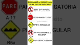 Decorando as placas de trânsito para prova teórica do Detran