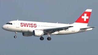 Swiss Airbus A319-112 HB-IPT Landing at Hamburg Airport