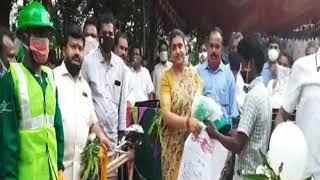 Nagari YSRCP MLA RK Roja distributes tricycles in constituency