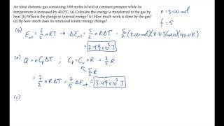 Kinetic Theory: Internal Energy and Molar Specific Heat. Level 2, Example 1