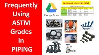 Frequently Using ASTM Material Grades Chart | Piping