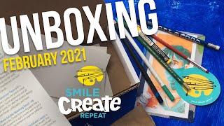 UNBOXING WATER-SOLUBLE Theme MONTHLY ART SUPPLY SUBSCRIPTION BOX - Feb 2021 | Smile Create Repeat