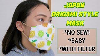 JAPAN ORIGAMI STYLE FACE MASK | NO SEW | WASHABLE| DONE IN LESS THAN A MINUTE!