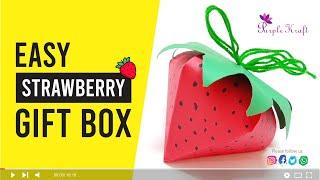 How to make strawberry gift box | Easy paper gift box  | Purple Kraft