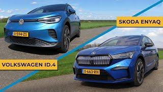 Skoda Enyaq vs Volkswagen ID.4 2024 review - Walkaround + Driving - 0-100 km/h Acceleration