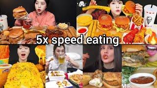 5x speed eating sound | FAST FOOD COMPILATION | ASMR MUKBANG | Satisfying Eating sound 