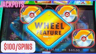 AMAZING $100/Spin Jackpots On Huff N More Puff (High Limit HANDPAYs)