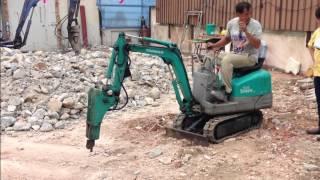 Yanmar B05 Scoppy 1 Ton Super Mini Excavator Hydraulic Breaker Doing Demolition Works In Singapore