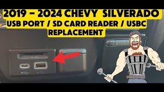 2019 - 2024 CHEVY SILVERADO USB PORT USBC CHARGER JACK SD CARD READER REPLACEMENT TUTORIAL