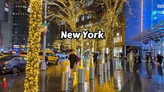 Relaxing Night Walk In New York City - Holiday Season In Manhattan Walking Tour 4k