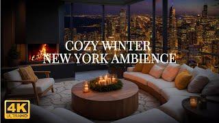 Cozy Winter New York Ambience with Smooth Jazz and Crackling Fireplace #ambience #fireplace