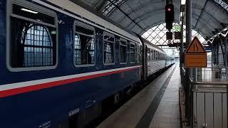 2024 - DE - Arrival of European Sleeper ES 452 night train to Amsterdam / Brussels, in Dresden Hbf