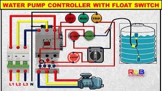 3 Phase DOL Starter Control and Power Wiring Diagram! water Pump Controller with float switch