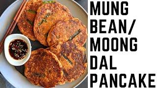 Vegan mung bean pancake | Moong dal pancake | Kimchi pancake | Vegan Bindaetteok | Vegan Nokdujeon