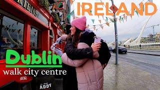 Amazing Dublin with Cafe in Church. 4K Walk tour city centre. Ireland