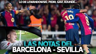 LEWANDOWSKI, RAPHINHA, LAMINE YAMAL, FLICK, KOUNDÉ... LAS NOTAS DEL BARCELONA 5-1 SEVILLA